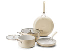 KitchenAid Batería de cocina Aluminio Almond Cream 4 piezas - Sartenes ø 24 & 28 cm, Ollas ø 20 & 24 cm - revestimiento antiadherente cerámico