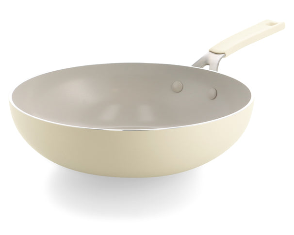 KitchenAid Wok Aluminio Almond Cream ø 28 cm / 3,7 litros - revestimiento antiadherente cerámico