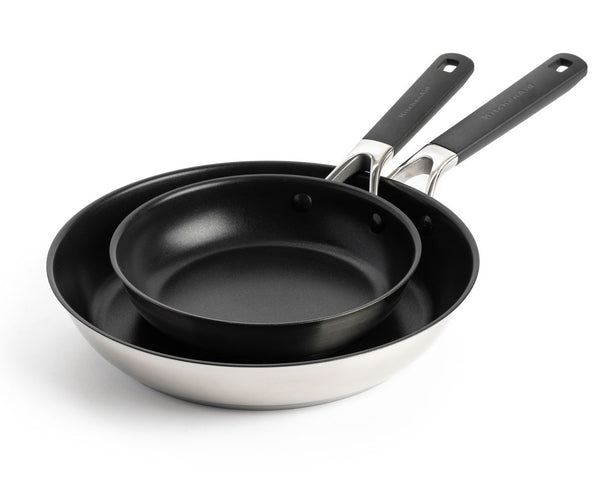 KitchenAid Juego de sartenes Classic Acero Inoxidable 2 piezas - ø 20 & 28 cm - revestimiento antiadherente cerámico