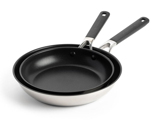 KitchenAid Juego de sartenes Classic Acero Inoxidable 2 piezas - ø 24 & 28 cm - revestimiento antiadherente cerámico