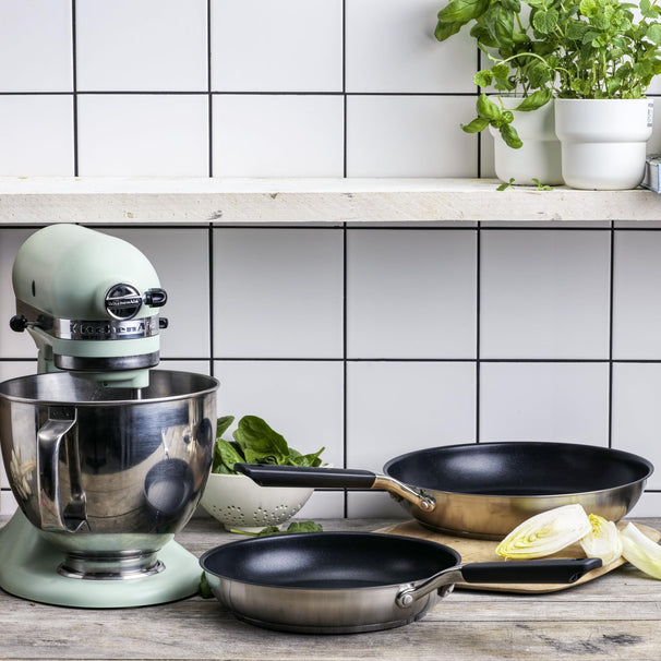 KitchenAid Juego de sartenes Classic Acero Inoxidable 2 piezas - ø 24 & 28 cm - revestimiento antiadherente cerámico