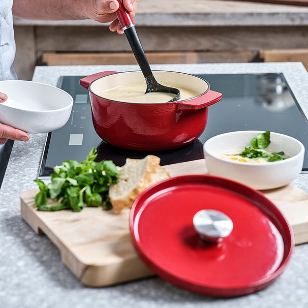 KitchenAid Cocotte de Hierro Fundido Empire Red ø 22 cm / 3,3 litros - revestimiento antiadherente esmaltado