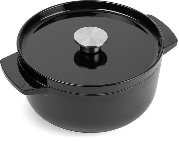 KitchenAid Cocotte de Hierro Fundido Onyx Black ø 22 cm / 3,3 litros - revestimiento antiadherente esmaltado