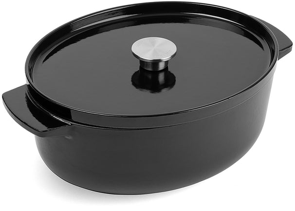 KitchenAid Cocotte Ovalada de Hierro Fundido Onyx Black 30 cm / 5,6 litros - revestimiento antiadherente esmaltado