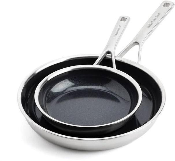 KitchenAid Juego de sartenes Multi-Ply Acero Inoxidable 2 piezas - ø 20 & 28 cm - revestimiento antiadherente cerámico