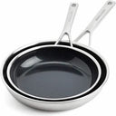 KitchenAid Juego de sartenes Multi-Ply Acero Inoxidable 2 piezas - ø 24 & 28 cm - revestimiento antiadherente cerámico