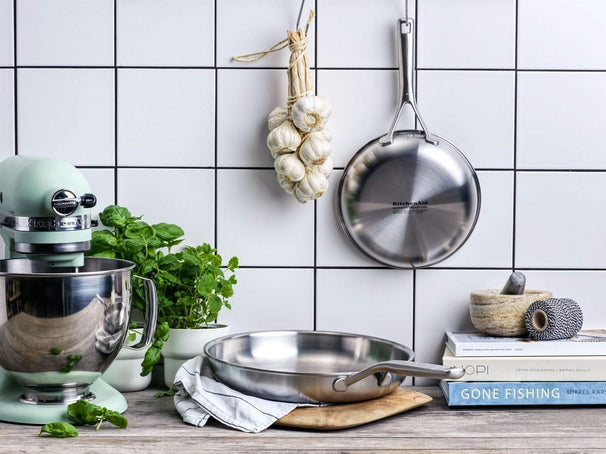 KitchenAid Set de Sartenes - Multi-Ply Acero Inoxidable - ø 24 y 28 cm - sin recubrimiento antiadherente
