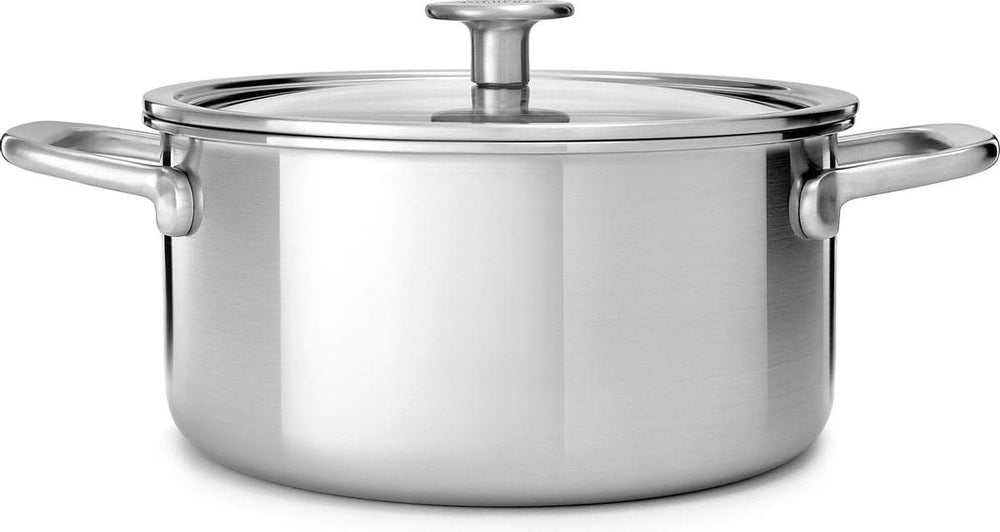 KitchenAid Set de ollas Multi-Ply Acero Inoxidable 6 piezas - Olla ø 20, 24 cm, Cazo ø 16 cm y Sartén ø 24 cm + Sartén Classic Forged ø 24 y 28 cm