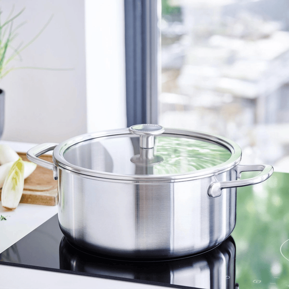 KitchenAid Set de ollas Multi-Ply Acero Inoxidable 6 piezas - Olla ø 20, 24 cm, Cazo ø 16 cm y Sartén ø 24 cm + Sartén Classic Forged ø 24 y 28 cm