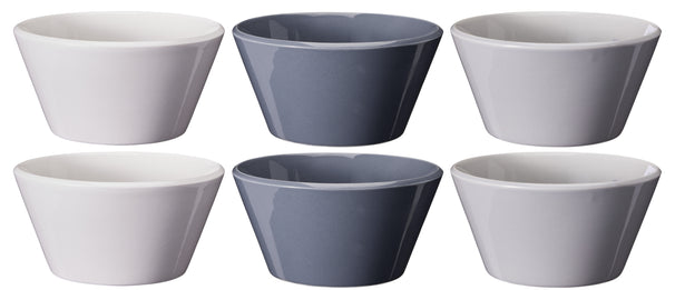 Cookinglife Cuencos para sopa / Cuencos - Siaki Blanco / Azul / Gris ø 14 cm - Porcelana - 6 piezas