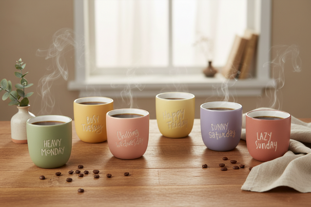 Tazas de Café de Cerámica 220 ml Cookinglife - 7 piezas