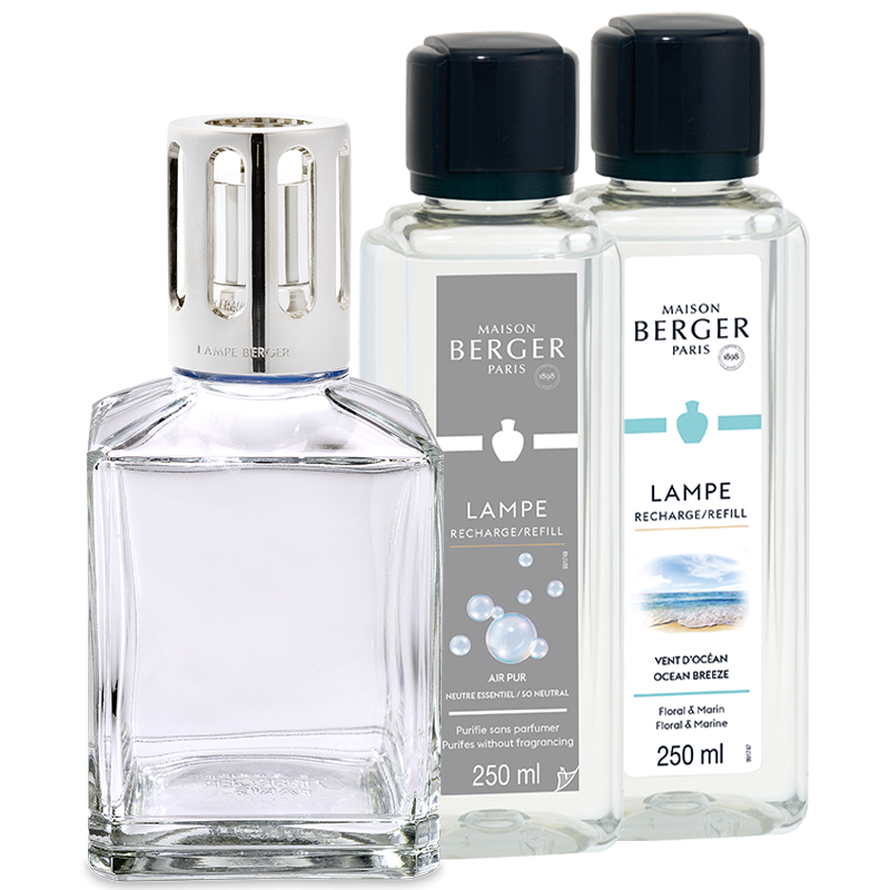 Maison Berger Set de Regalo - Quemador de Fragancia Essentielle - Cuadrado - 2 x 250 ml