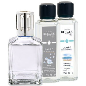 Maison Berger Set de Regalo - Quemador de Fragancia Essentielle - Cuadrado - 2 x 250 ml