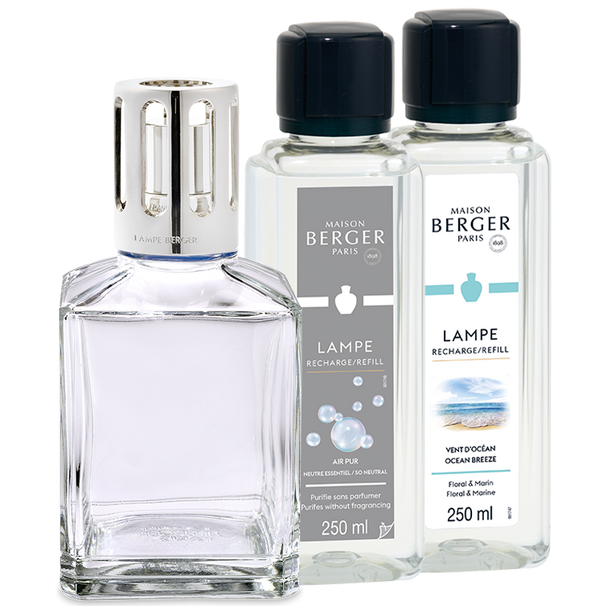 Maison Berger Set de Regalo - Quemador de Fragancia Essentielle - Cuadrado - 2 x 250 ml