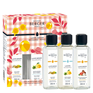 Maison Berger Triopack Navulling - para difusor de aroma - Estival - Fruity Sun, Zest of Verbena & Sweet Grapefruit - 3 x 250 ml
