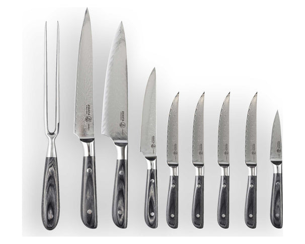 Messermeister Bloque con cuchillos Avanta Damascus 10 piezas - 67 capas de acero damasco - VG10
