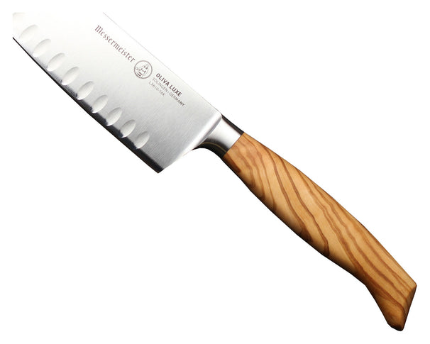 Messermeister Cuchillo santoku con alveolos Oliva Luxe Madera de Olivo 16,5 cm