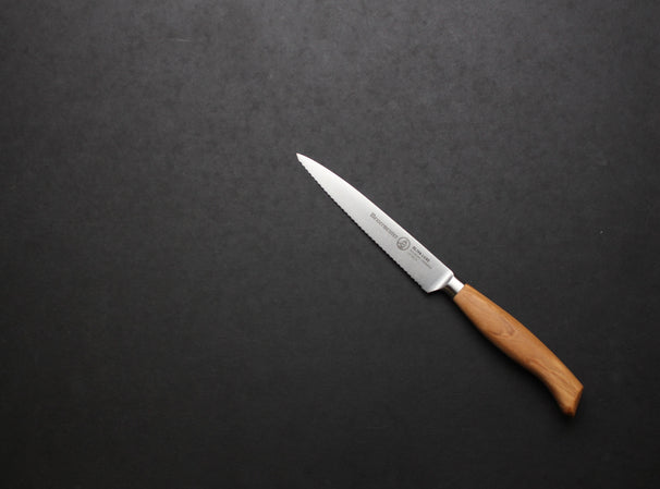 Messermeister Cuchillo para tomate dentado Oliva Luxe Madera de Olivo 13 cm