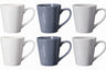 Cookinglife Tazas Siaki - Blanco / Azul / Gris 350 ml - Porcelana - 6 piezas
