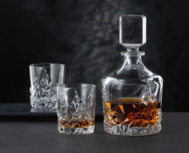 Nachtmann Set de Whisky Sculpture 3 piezas - Decantador 750 ml y 2 Vasos de Whisky 365 ml