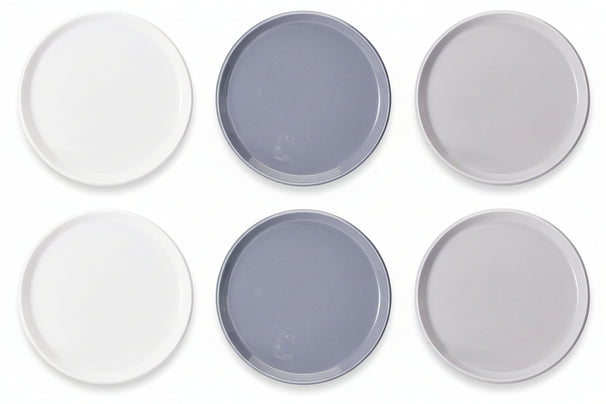 Cookinglife Platos de desayuno / Platos de postre Siaki - Blanco / Azul / Gris ø 19 cm - Porcelana - 6 piezas