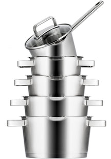 Set de ollas Sola Diamond 5 piezas Acero inoxidable - Compatible con extracción de humos - Ollas ø 16, 18, 20, 24 cm y cazo ø 16 cm - apto para todas las fuentes de calor