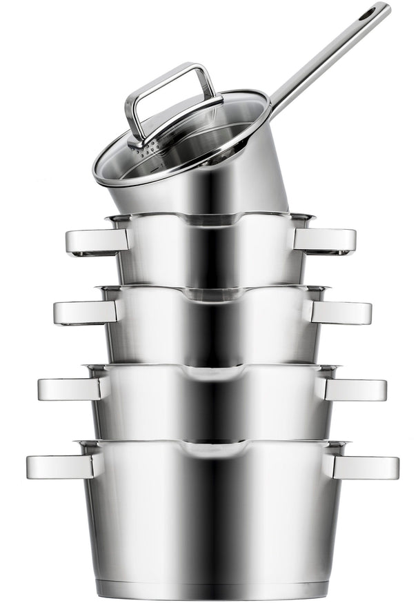 Set de ollas Sola Diamond 5 piezas Acero inoxidable - Compatible con extracción de humos - Ollas ø 16, 18, 20, 24 cm y cazo ø 16 cm - apto para todas las fuentes de calor