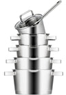 Set de ollas Sola Diamond 5 piezas Acero inoxidable - Compatible con extracción de humos - Ollas ø 16, 18, 20, 24 cm y cazo ø 16 cm - apto para todas las fuentes de calor