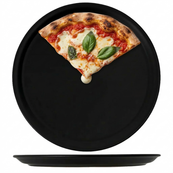 Cookinglife Platos para pizza de cerámica negro Ø 30 cm - Set de 4 Apto para lavavajillas