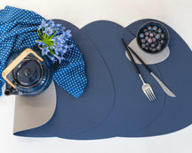Posavasos - Cuero vegano - Gris / Azul - Orgánico - reversible - 13 x 11 cm - 6 unidades - Cookinglife