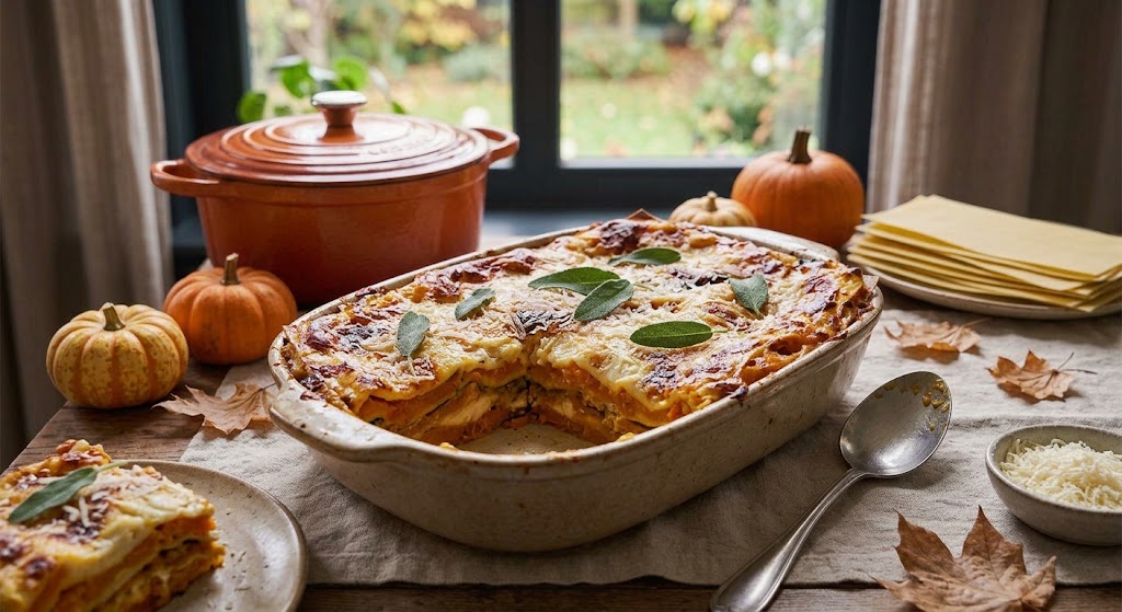 Calabaza cremosa entre capas de pasta, algo que simplemente querrás preparar.