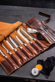 Funda protectora para cuchillos Forged - Para 8 cuchillos - 100% cuero de vacuno pull-up