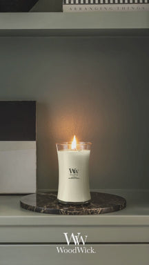 WoodWick Vela Aromática Ellipse Patchouli Crème - 9 cm / 19 cm - Vela Aromática en Vidrio - Mecha de Madera