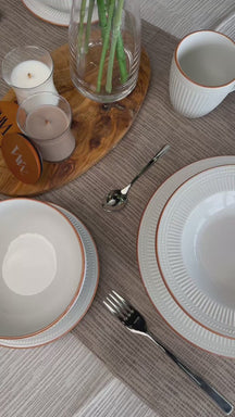 Cookinglife Juego de vajilla Stratton 30 piezas / 6 personas - 6 platos de cena, 6 platos de desayuno, 6 platos hondos, 6 cuencos y 6 tazas