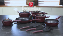 BerlingerHaus Pannenset Mat Bordeaux 11-Delig - Kookpan ø 20, 24, 28 cm, Koekenpan ø 24, 28 cm & Steelpan ø 16 cm - adecuado para todas las fuentes de calor