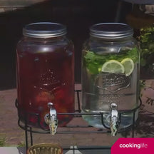 Dispensador doble de bebidas Cookinglife - con soporte - 2 x 4 litros