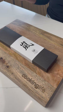 Yaxell Cuchillo Santoku Hana 12.5 cm - Acero inoxidable de 3 capas - mango de madera Pakkah marrón oscuro