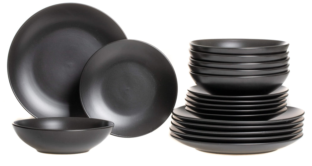 Studio Tavola juego de vajilla Black Tie 18 piezas / 6 personas - 6 platos de desayuno/postre, 6 platos hondos y 6 platos de cena