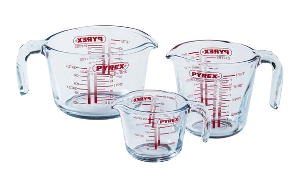Pyrex Juego de Medidores de Vidrio Iconics' 3 Piezas - 250 ml, 500 ml & 1 Litro