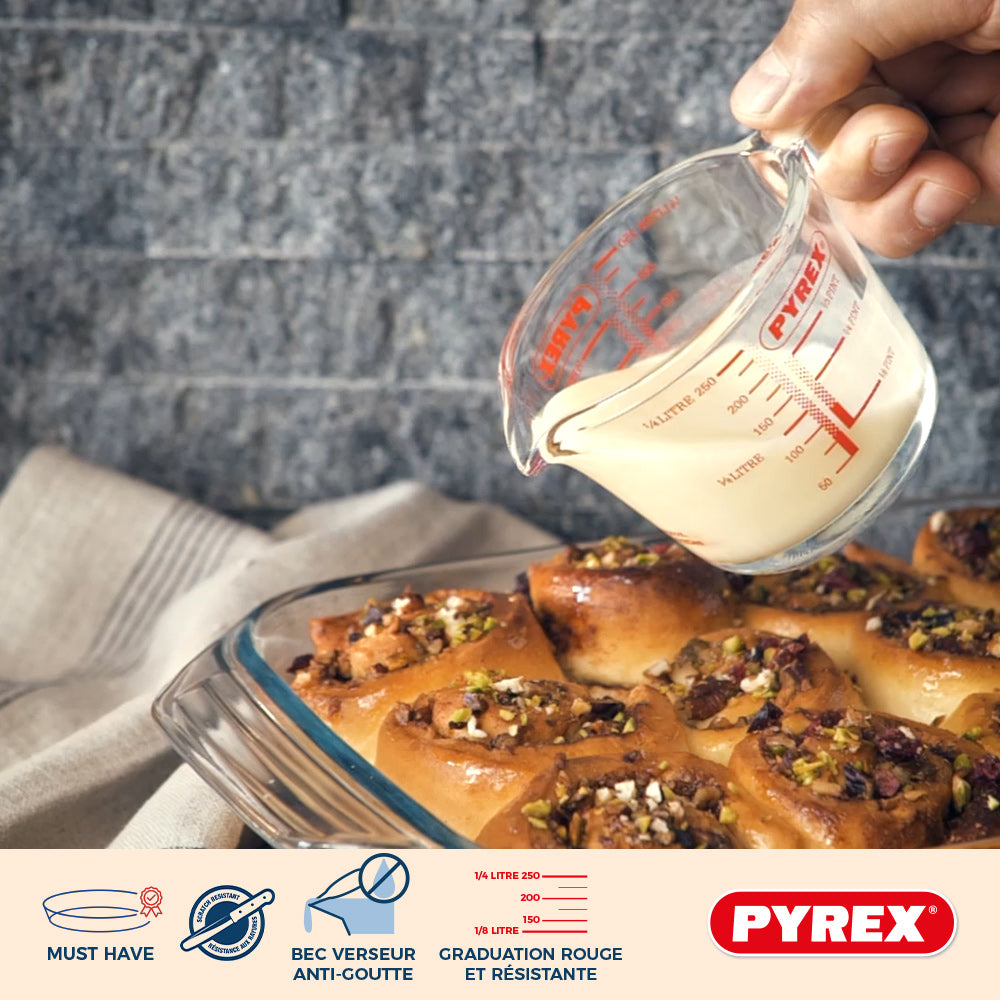 Pyrex Juego de Medidores de Vidrio Iconics' 3 Piezas - 250 ml, 500 ml & 1 Litro
