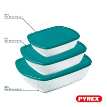 Pyrex Set de Fuentes de Vidrio para Horno con Tapa Cook & Store 3 piezas - 400 ml, 1.1 Litros & 2.5 Litros