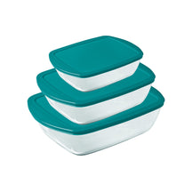 Pyrex Set de Fuentes de Vidrio para Horno con Tapa Cook & Store 3 piezas - 400 ml, 1.1 Litros & 2.5 Litros