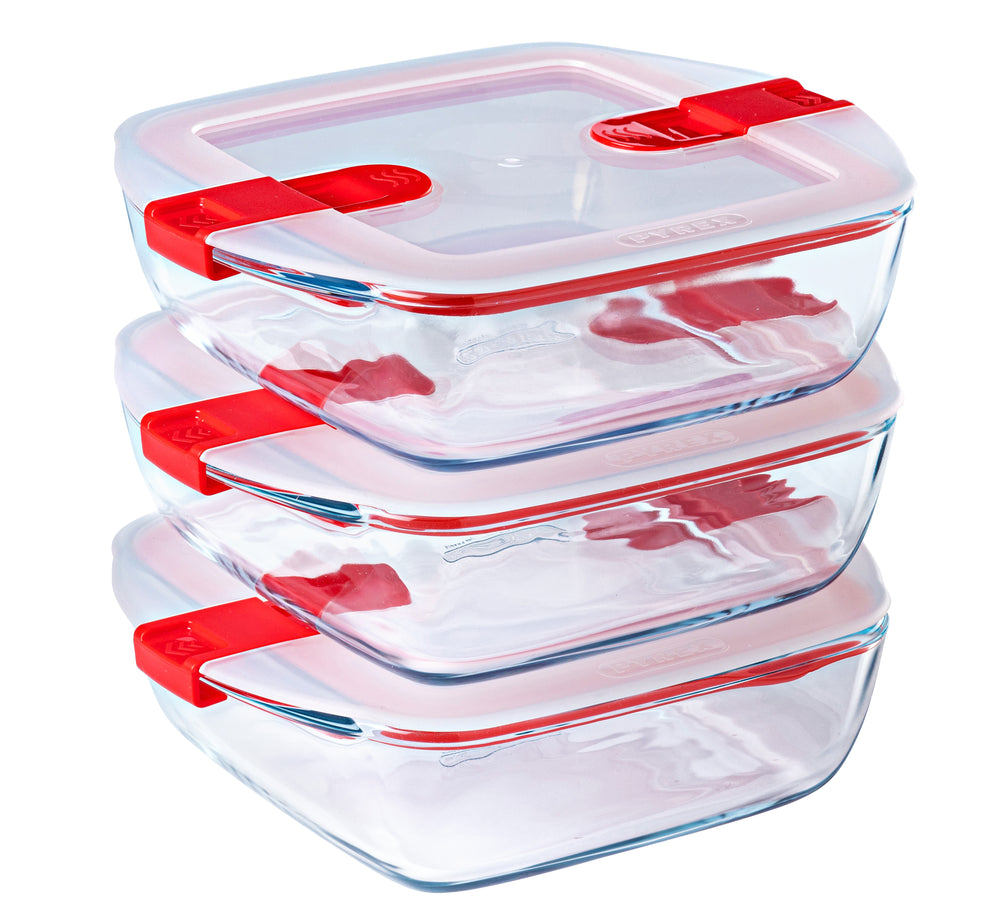 Pyrex Platos de Horno de Vidrio con Tapa Cook & Heat 1 Litro - 3 Piezas
