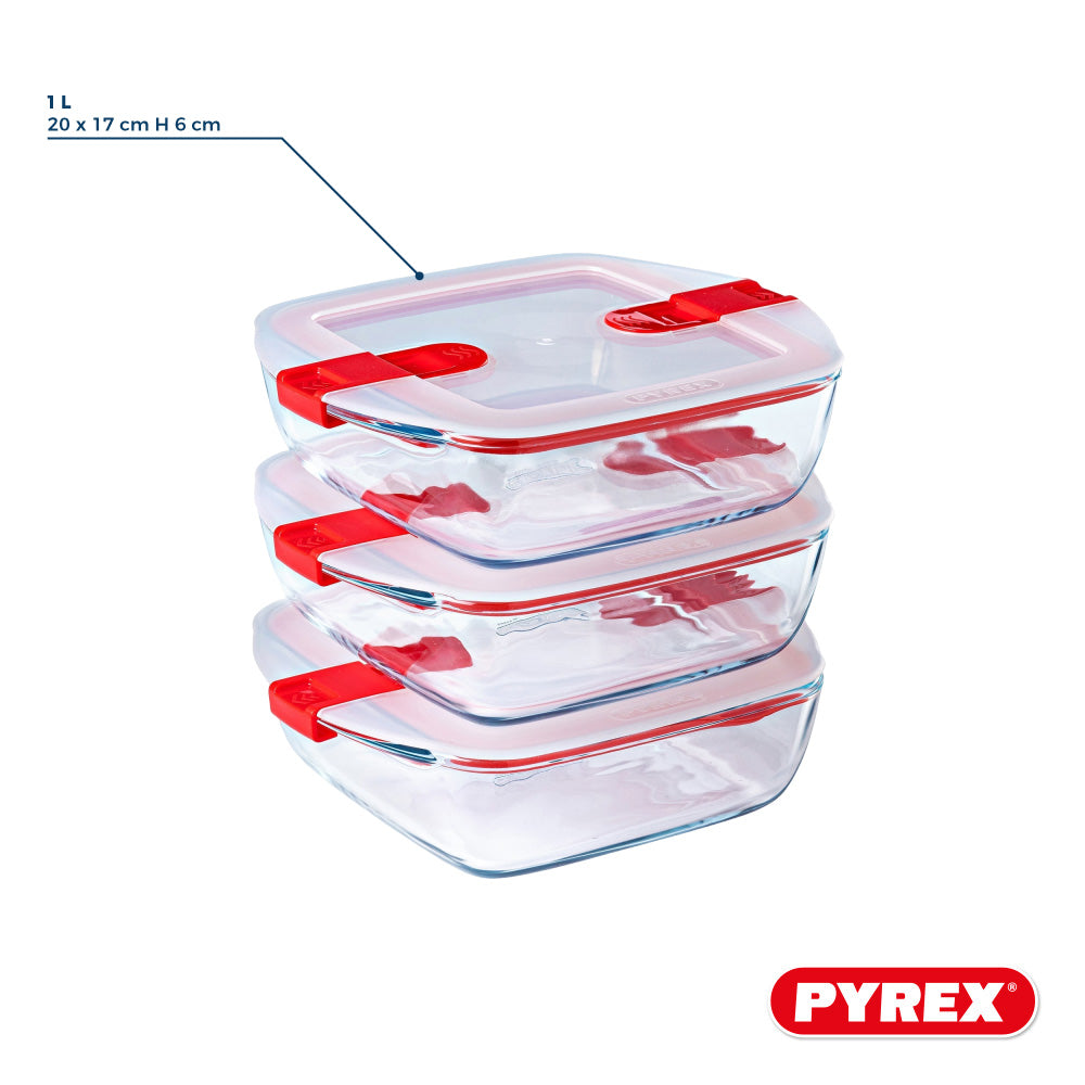 Pyrex Platos de Horno de Vidrio con Tapa Cook & Heat 1 Litro - 3 Piezas