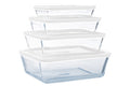 Pyrex Set de Fuentes de Vidrio para Horno con Tapa Cook & Freeze 4 Piezas - 800 ml, 1.5 Litros, 2.6 Litros & 4 Litros