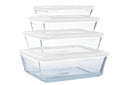 Pyrex Set de Fuentes de Vidrio para Horno con Tapa Cook & Freeze 4 Piezas - 800 ml, 1.5 Litros, 2.6 Litros & 4 Litros