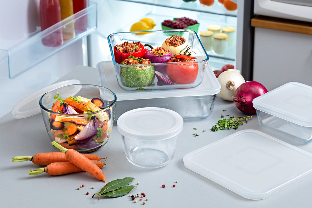 Pyrex Set de Fuentes de Vidrio para Horno con Tapa Cook & Freeze 4 Piezas - 800 ml, 1.5 Litros, 2.6 Litros & 4 Litros