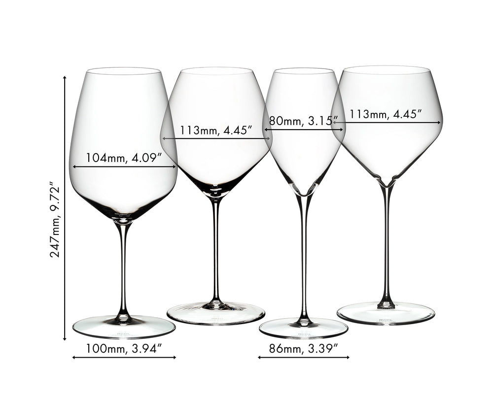 Set de copas de vino Veloce Riedel - Cabernet / Merlot, Pinot Noir / Nebbiolo, Sauvignon Blanc y Chardonnay - 4 piezas