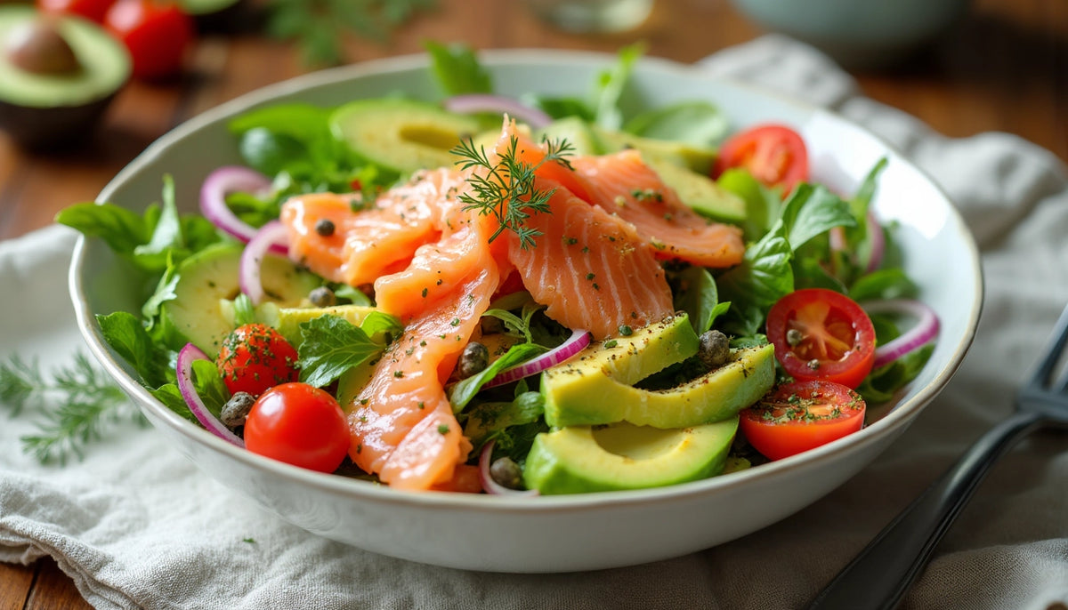 Ensalada (completa) fresca y llena de sabor con ingredientes saludables