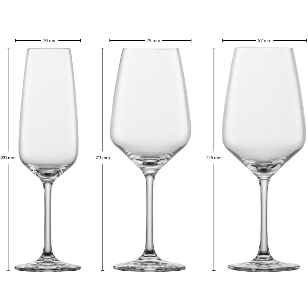 Schott Zwiesel Wijnglazenset Tulip 12-delig - Rode Wijnglazen, Witte Wijnglazen & Champagneglazen - afmetingen